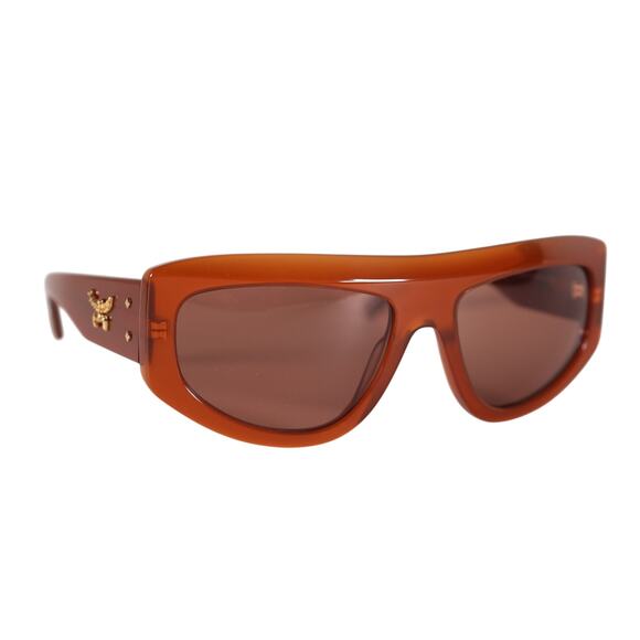 MCM Wraparound Rectangle Sunglasses - Shiny Light Brown / Brown - NWT - Picture 4 of 10